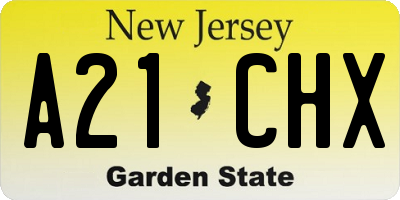 NJ license plate A21CHX