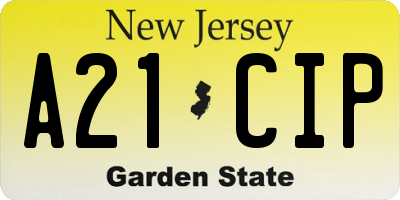 NJ license plate A21CIP