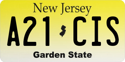 NJ license plate A21CIS