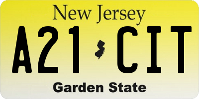 NJ license plate A21CIT