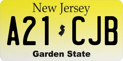 NJ license plate A21CJB