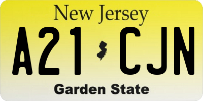 NJ license plate A21CJN