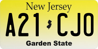 NJ license plate A21CJO