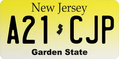 NJ license plate A21CJP