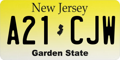 NJ license plate A21CJW