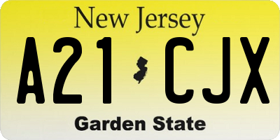 NJ license plate A21CJX