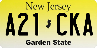 NJ license plate A21CKA