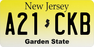 NJ license plate A21CKB