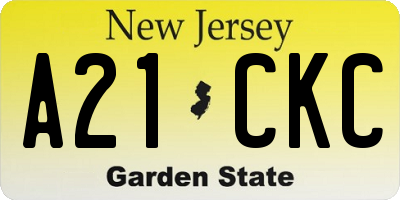 NJ license plate A21CKC