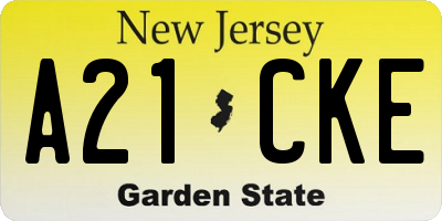 NJ license plate A21CKE