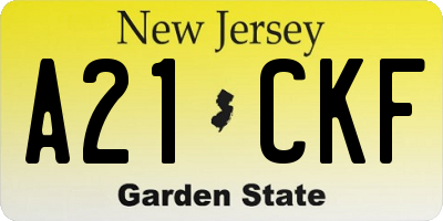 NJ license plate A21CKF