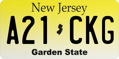 NJ license plate A21CKG