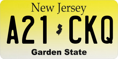 NJ license plate A21CKQ