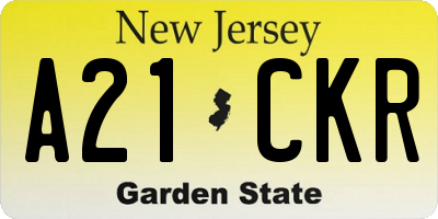 NJ license plate A21CKR