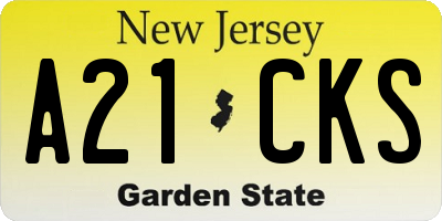 NJ license plate A21CKS