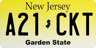 NJ license plate A21CKT