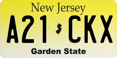 NJ license plate A21CKX
