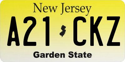 NJ license plate A21CKZ
