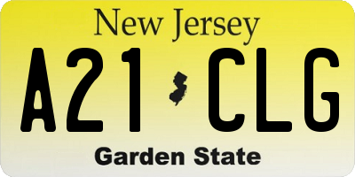NJ license plate A21CLG