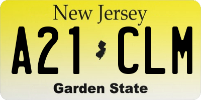NJ license plate A21CLM