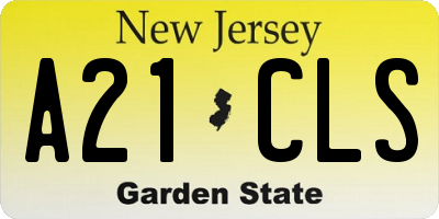 NJ license plate A21CLS