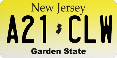 NJ license plate A21CLW