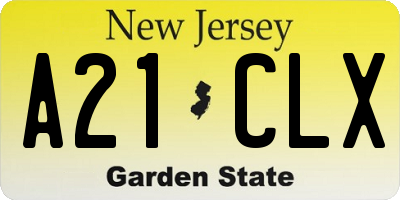 NJ license plate A21CLX