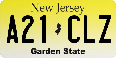 NJ license plate A21CLZ