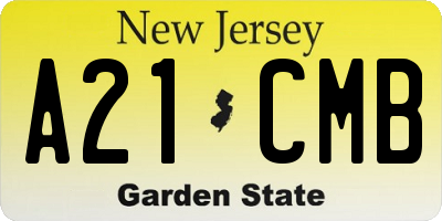 NJ license plate A21CMB