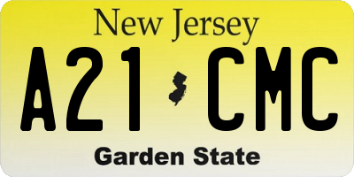 NJ license plate A21CMC