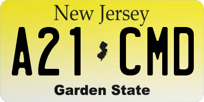 NJ license plate A21CMD