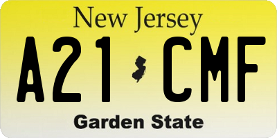 NJ license plate A21CMF