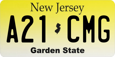 NJ license plate A21CMG