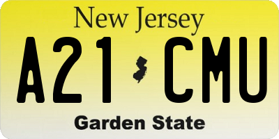 NJ license plate A21CMU