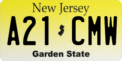 NJ license plate A21CMW
