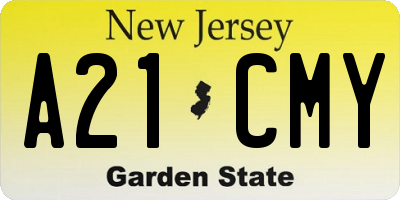 NJ license plate A21CMY