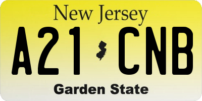 NJ license plate A21CNB