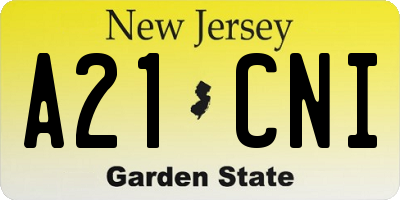 NJ license plate A21CNI
