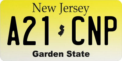 NJ license plate A21CNP