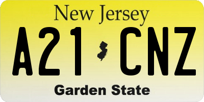 NJ license plate A21CNZ