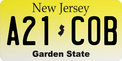 NJ license plate A21COB