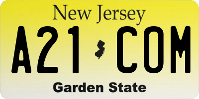 NJ license plate A21COM