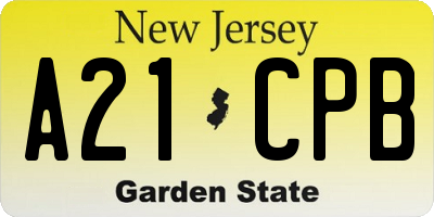 NJ license plate A21CPB