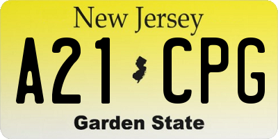 NJ license plate A21CPG