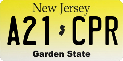 NJ license plate A21CPR