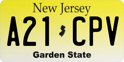 NJ license plate A21CPV