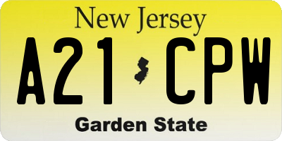NJ license plate A21CPW