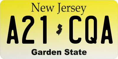 NJ license plate A21CQA