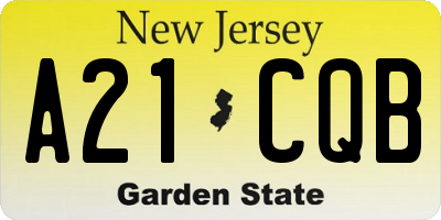 NJ license plate A21CQB