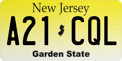 NJ license plate A21CQL